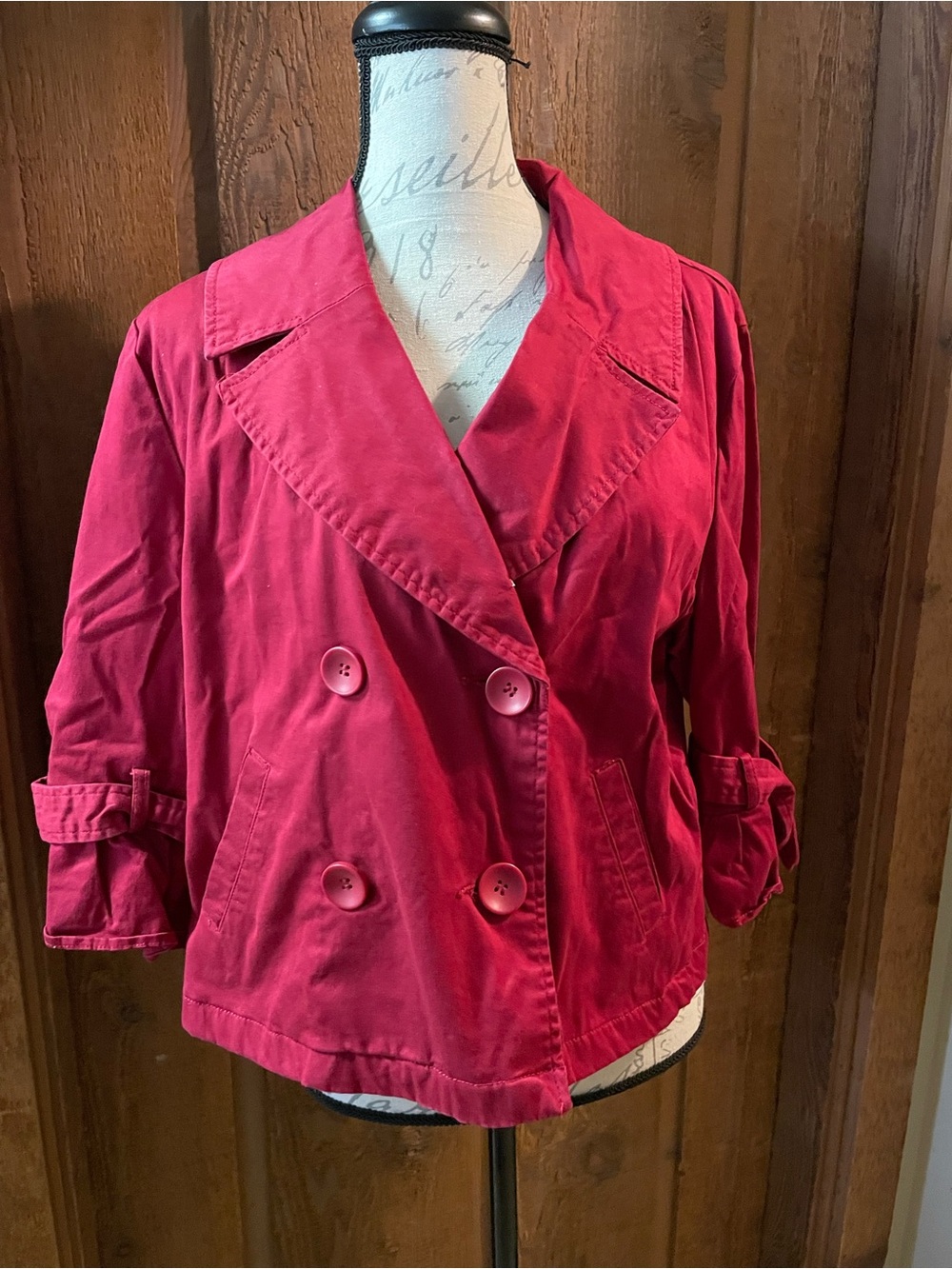 Women’s Double-Breasted red Cotton Jacket